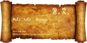 Máté Keve névjegykártya